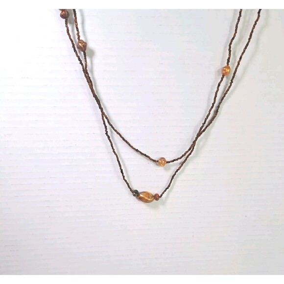 Faux Amber Extra Long Beaded Necklace Fashion Jewelry 70" Costume - Picture 2 of 6